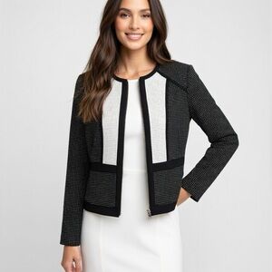 Calvin Klein Women's Tailored Black and White Blazer, Size 10